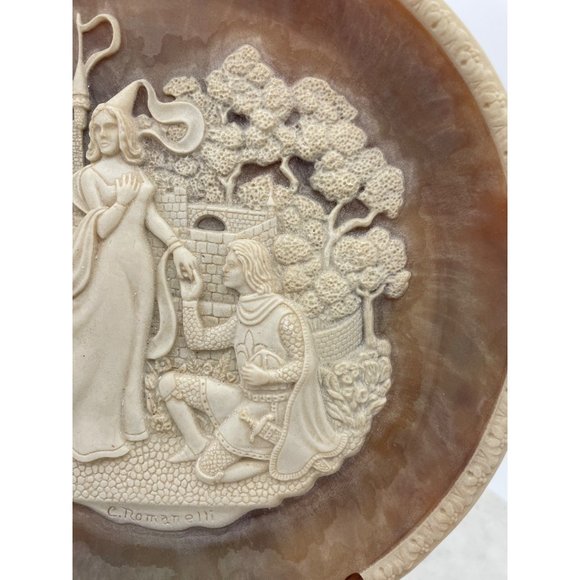 Incolay Plate Lancelot Guinevere Great Romances History Collector Stone Vintage - Picture 2 of 10